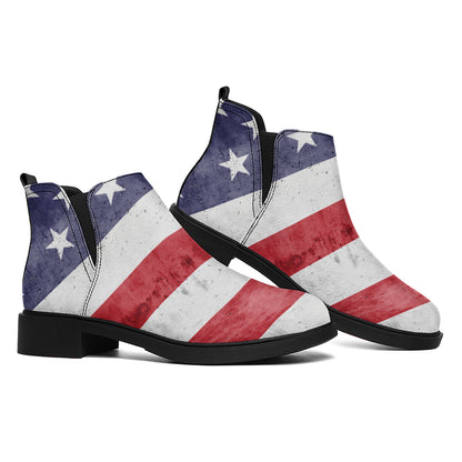Grunge USA Flag Print Flat Ankle Boots