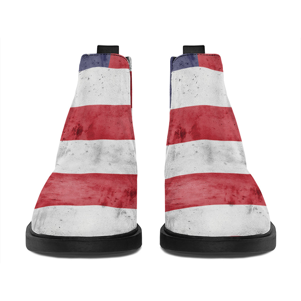 Grunge USA Flag Print Flat Ankle Boots