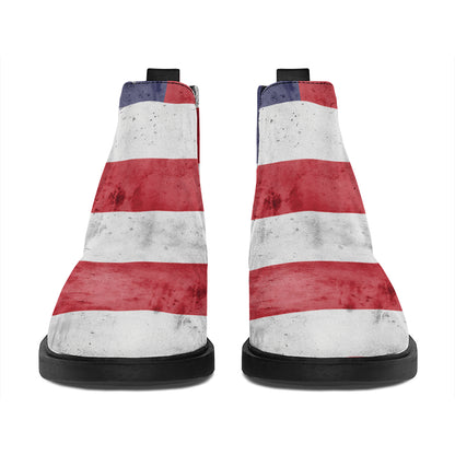 Grunge USA Flag Print Flat Ankle Boots