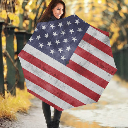 Grunge USA Flag Print Foldable Umbrella