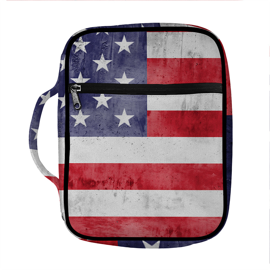 Grunge USA Flag Print Front Pocket Bible Bag