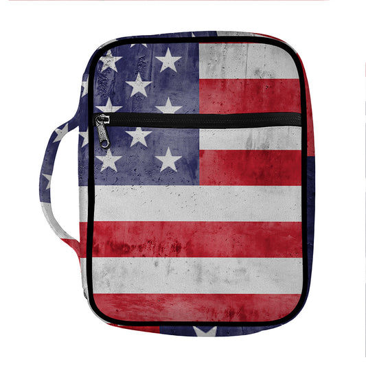 Grunge USA Flag Print Front Pocket Bible Bag