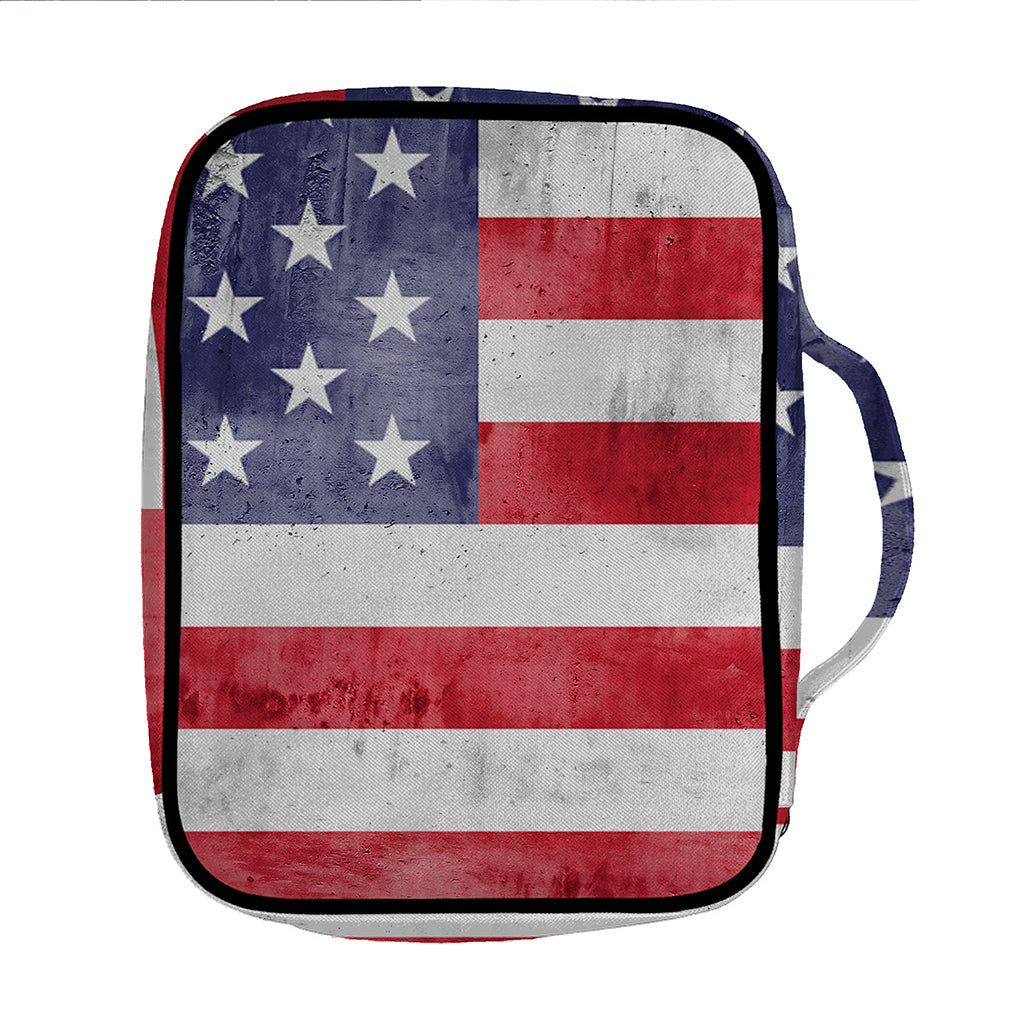 Grunge USA Flag Print Front Pocket Bible Bag
