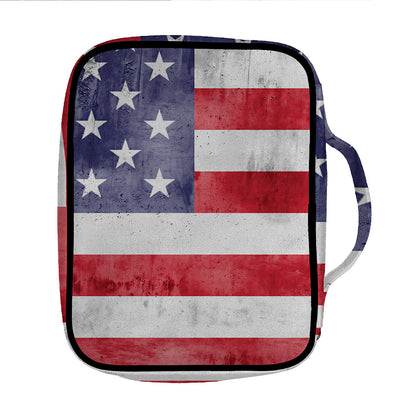 Grunge USA Flag Print Front Pocket Bible Bag