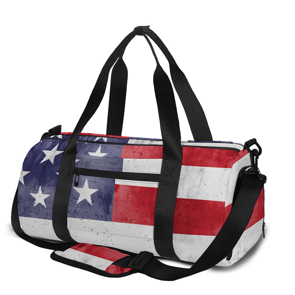 Grunge USA Flag Print Gym Bag