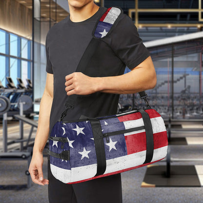 Grunge USA Flag Print Gym Bag