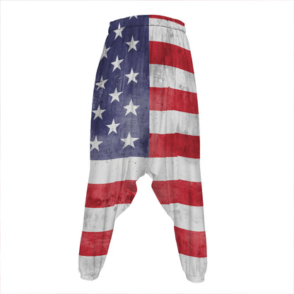 Grunge USA Flag Print Hammer Pants