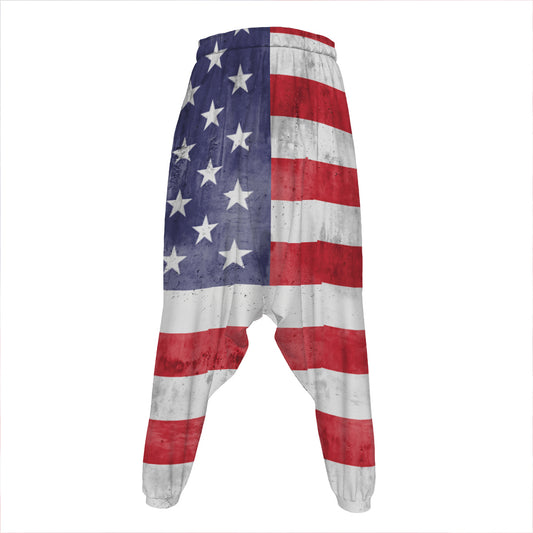 Grunge USA Flag Print Hammer Pants