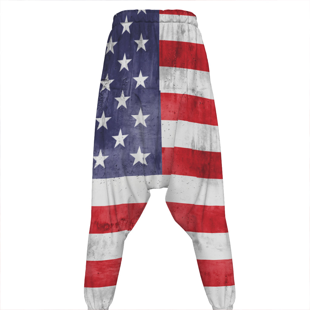 Grunge USA Flag Print Hammer Pants