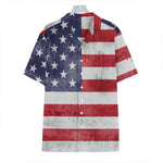 Grunge USA Flag Print Hawaiian Shirt