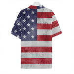 Grunge USA Flag Print Hawaiian Shirt