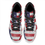 Grunge USA Flag Print High Top Leather Sneakers