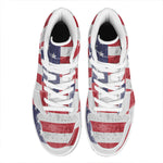 Grunge USA Flag Print High Top Leather Sneakers