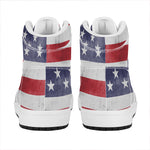 Grunge USA Flag Print High Top Leather Sneakers