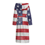 Grunge USA Flag Print Hooded Bathrobe