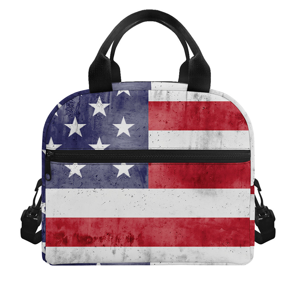Grunge USA Flag Print Insulated Lunch Bag