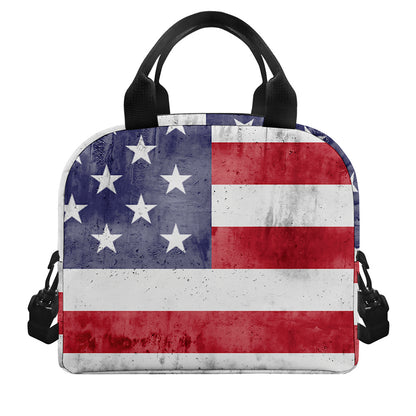 Grunge USA Flag Print Insulated Lunch Bag