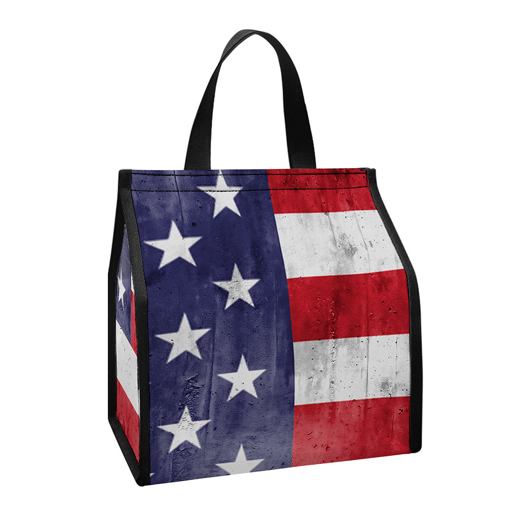 Grunge USA Flag Print Insulated Lunch Tote