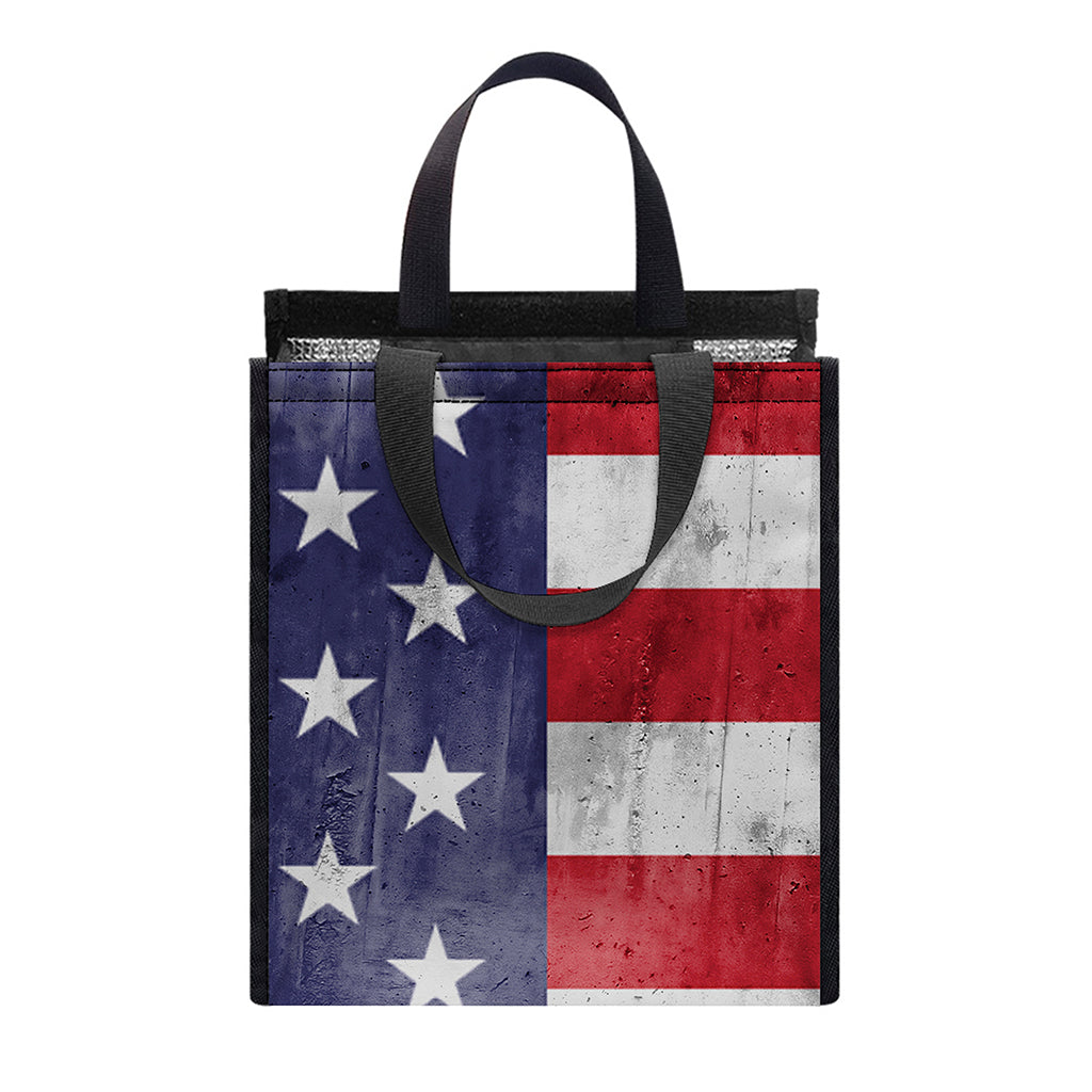 Grunge USA Flag Print Insulated Lunch Tote