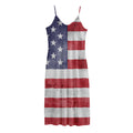 Grunge USA Flag Print Jersey Midi Cami Dress
