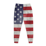 Grunge USA Flag Print Jogger Pants