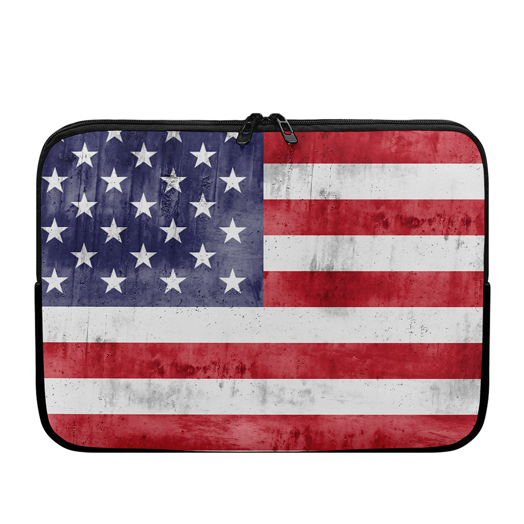 Grunge USA Flag Print Laptop Sleeve