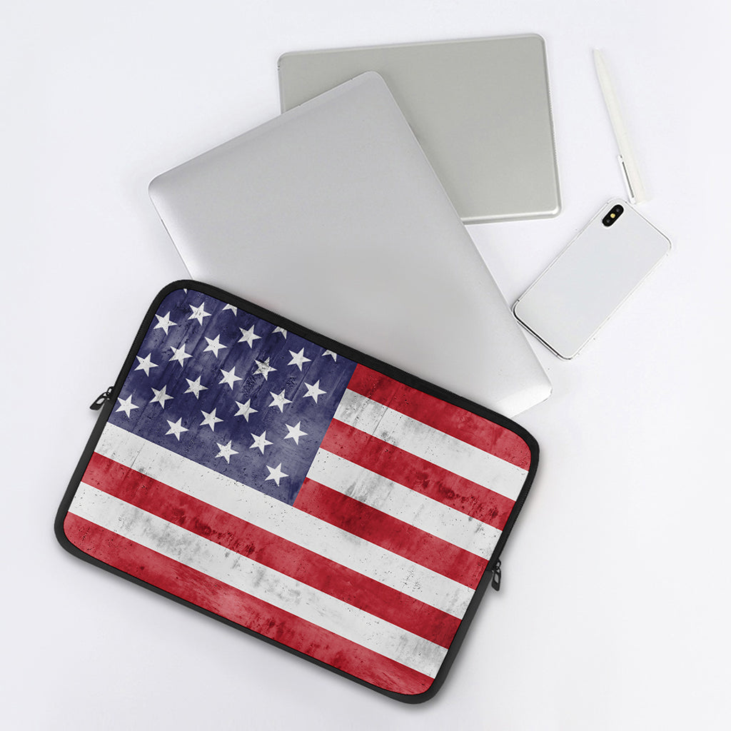 Grunge USA Flag Print Laptop Sleeve