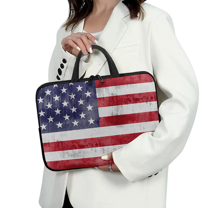 Grunge USA Flag Print Laptop Sleeve With Handle