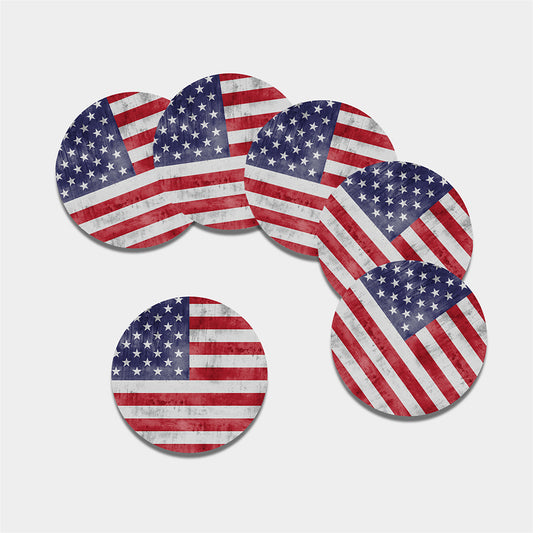 Grunge USA Flag Print Leather Coaster Set