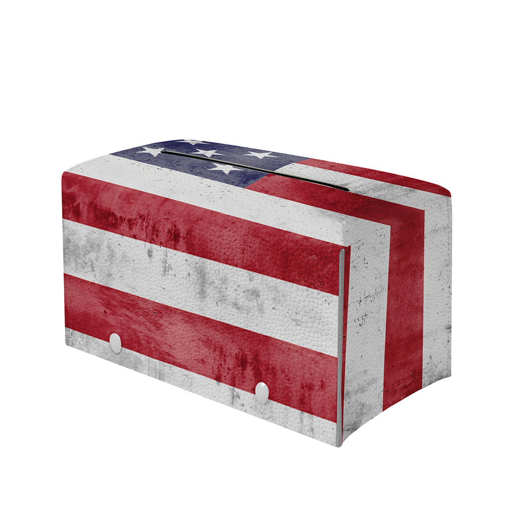 Grunge USA Flag Print Leather Tissue Box Cover