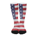 Grunge USA Flag Print Long Socks