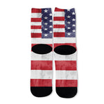 Grunge USA Flag Print Long Socks