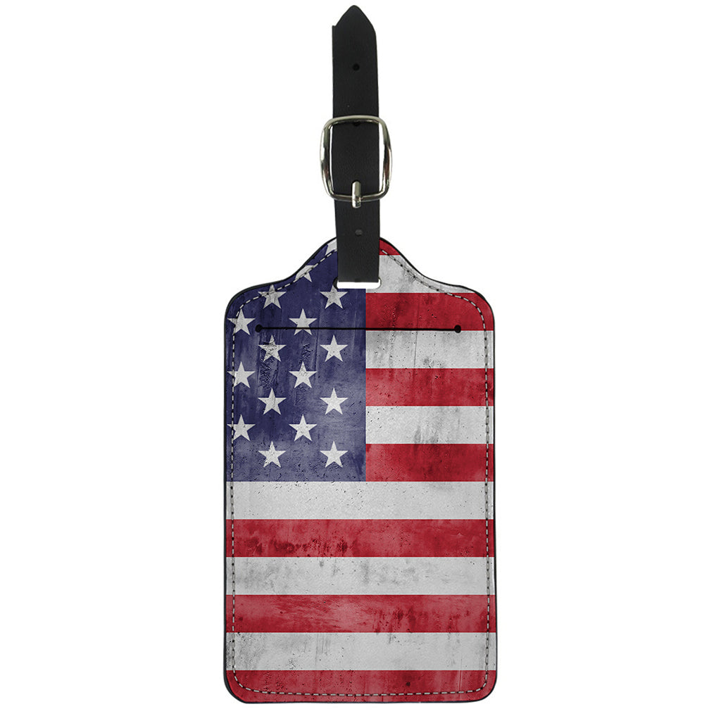 Grunge USA Flag Print Luggage Tag