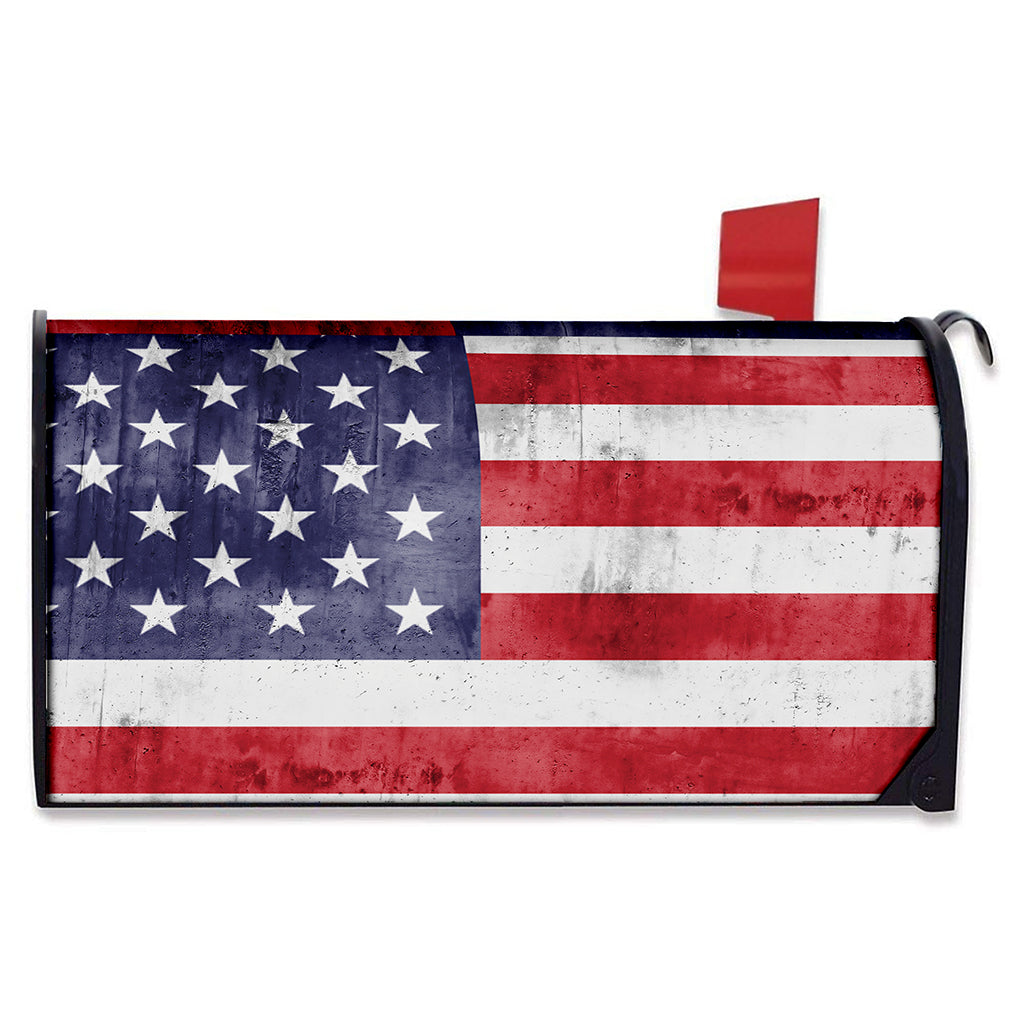 Grunge USA Flag Print Mailbox Cover