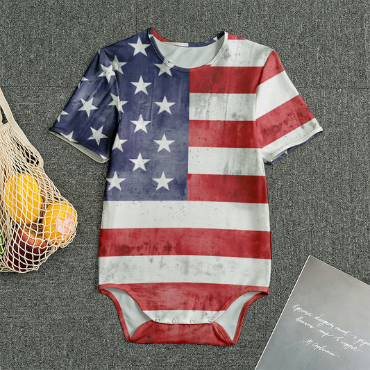 Grunge USA Flag Print Men's Bodysuit