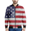 Grunge USA Flag Print Men's Bomber Jacket