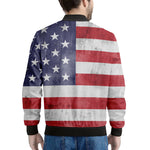 Grunge USA Flag Print Men's Bomber Jacket