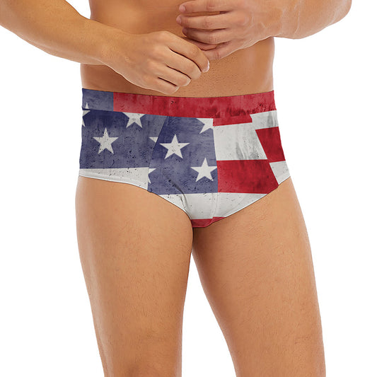 Grunge USA Flag Print Men's Briefs