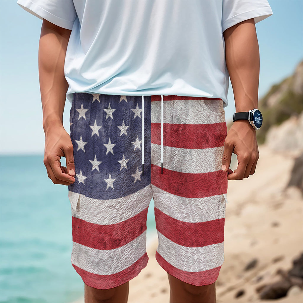 Grunge USA Flag Print Men's Cargo Shorts