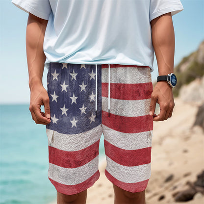 Grunge USA Flag Print Men's Cargo Shorts
