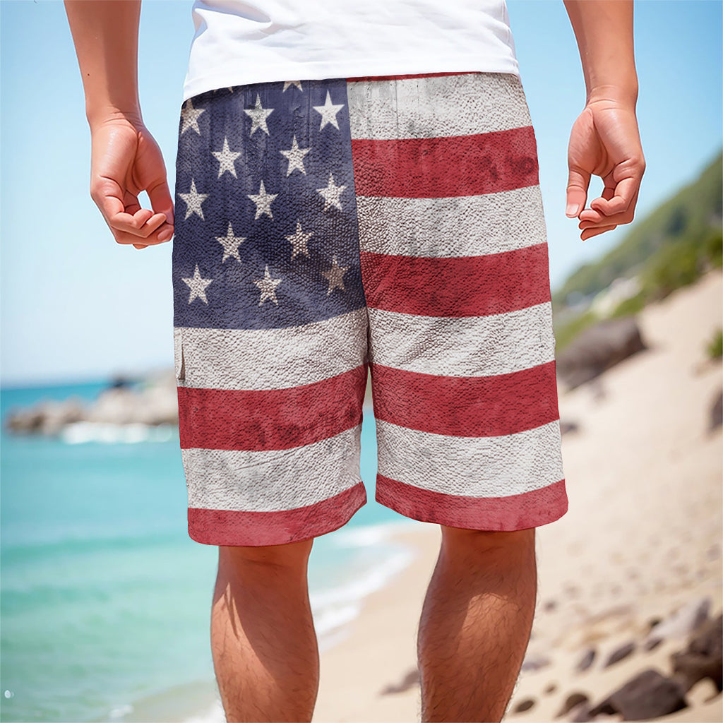 Grunge USA Flag Print Men's Cargo Shorts