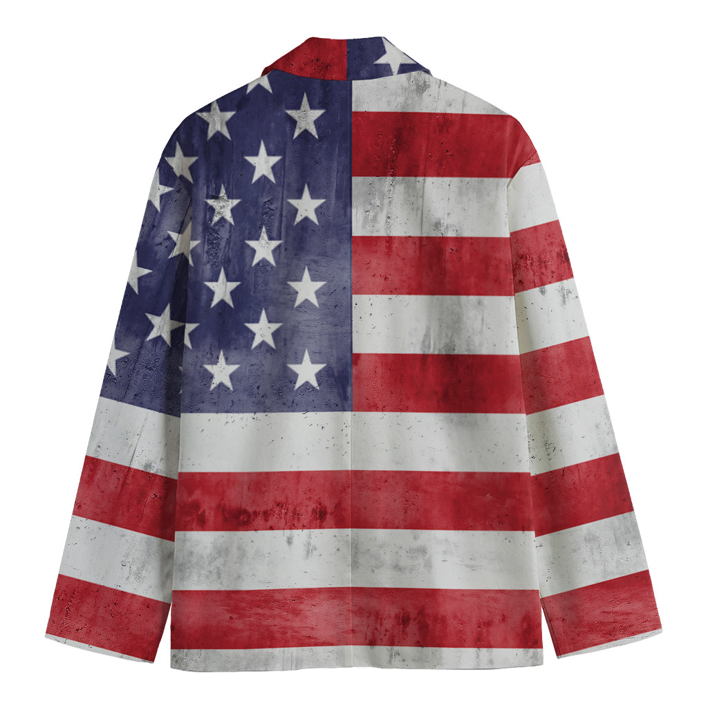 Grunge USA Flag Print Men's Cotton Blazer