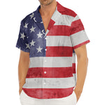 Grunge USA Flag Print Men's Deep V-Neck Shirt