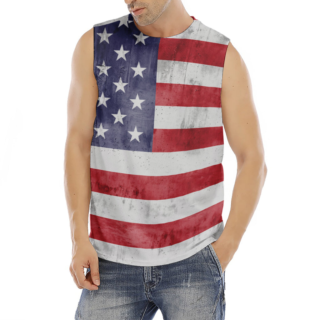 Grunge USA Flag Print Men's Fitness Tank Top