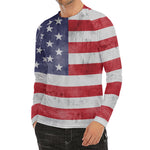 Grunge USA Flag Print Men's Long Sleeve Rash Guard
