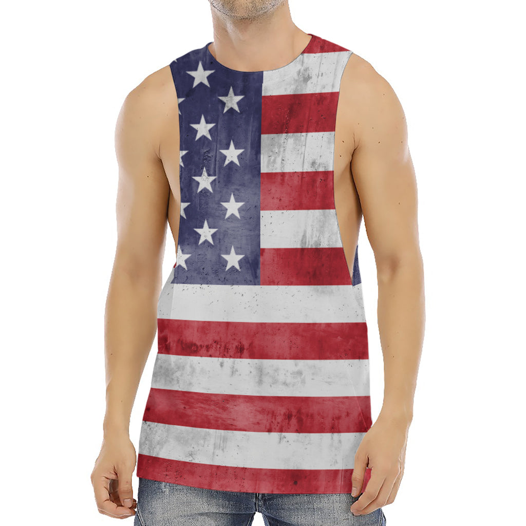 Grunge USA Flag Print Men's Muscle Tank Top