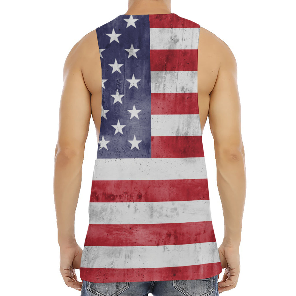 Grunge USA Flag Print Men's Muscle Tank Top