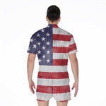 Grunge USA Flag Print Men's Rompers