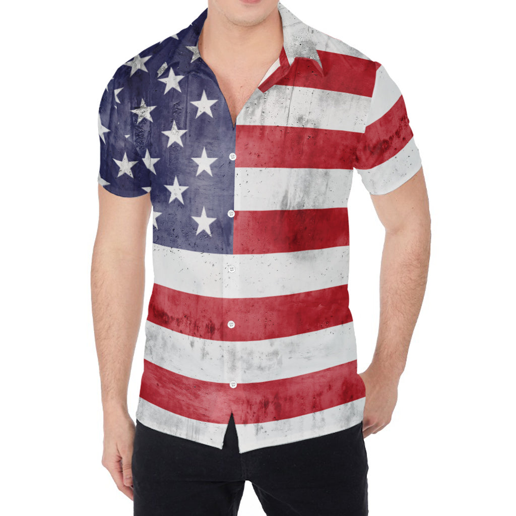 Grunge USA Flag Print Men's Shirt