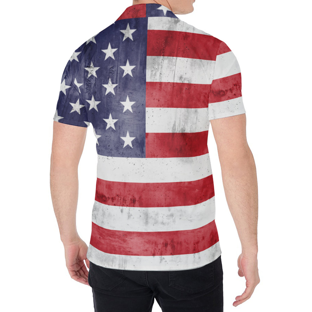Grunge USA Flag Print Men's Shirt